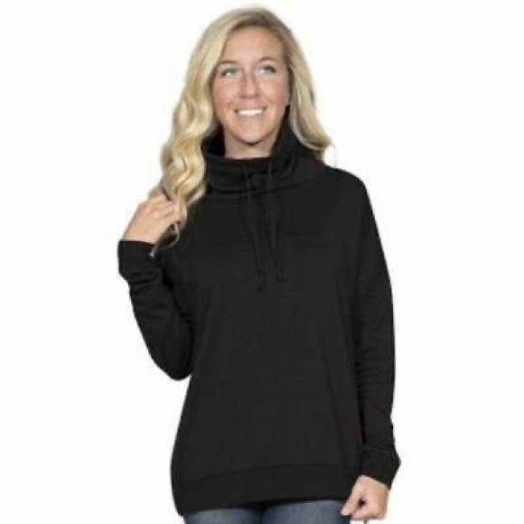 Simply Southern Cowl Neck Black Sweatshirt Medium - Picture 2 of 9